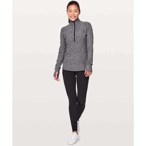 Lululemon - Extra Mile 1/2 Zip *Reflective in Heathered Black / Reflecti… - Picture 2 of 6